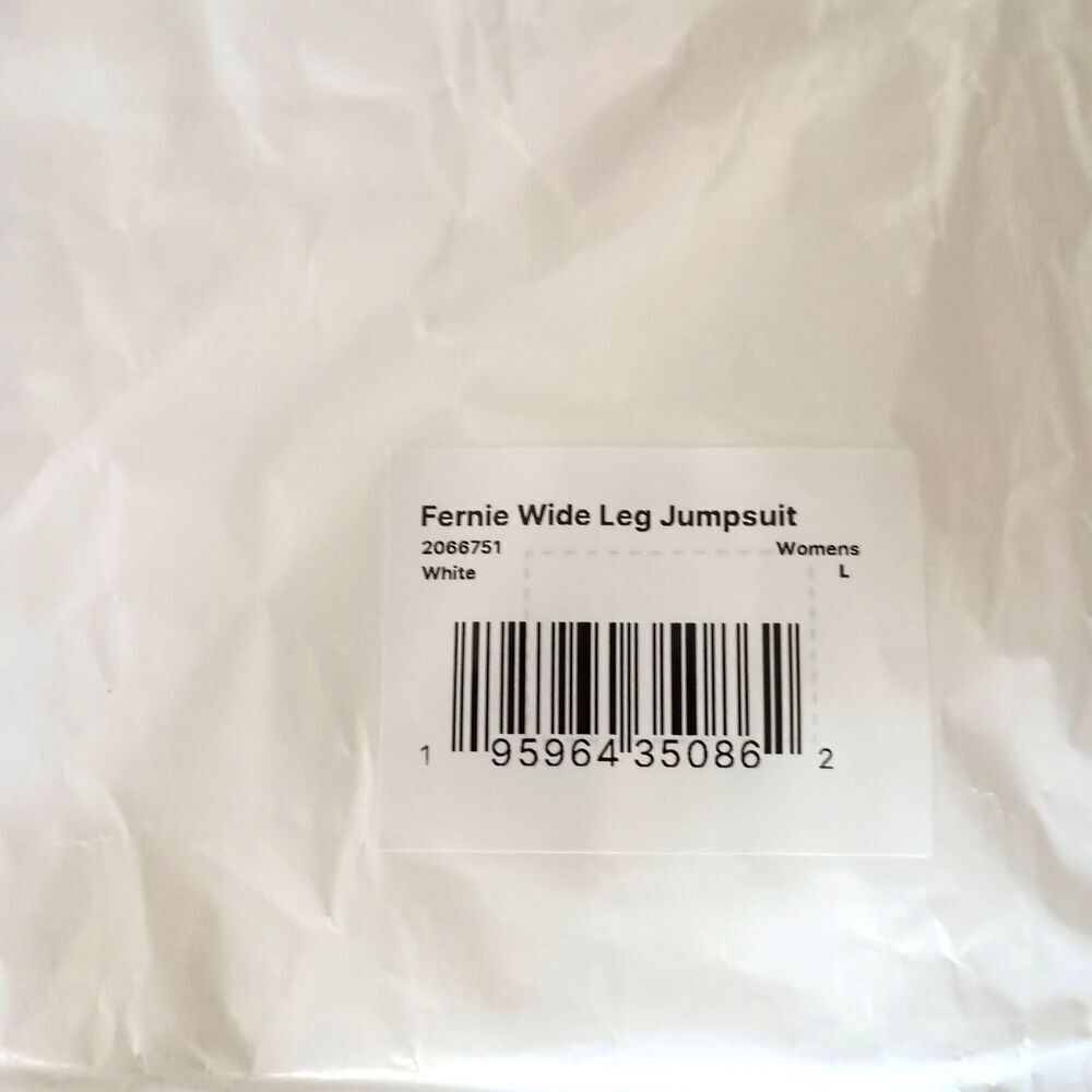 PrAna Fernie Jumpsuit Womens Large White Tencel Gauze Wide Leg Cruise Vacation - Picture 6 of 6